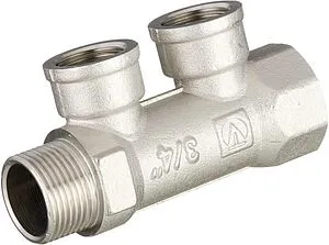 Коллектор распределительный проходной 2 отвода ¾&quot;в/н x ½&quot;в Valtec VTc.550.N.0502, 3