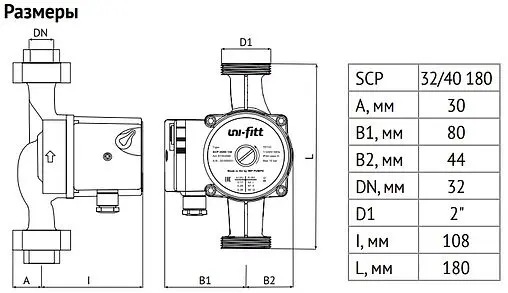 Насос циркуляционный Uni-Fitt SCP 32/40 180 918S3240