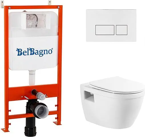 Комплект 5 в 1 BelBagno Loto BB070CHR/SC/BB026/BB042BL с кнопкой BB042BL белый глянцевый