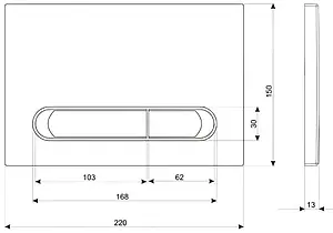 Клавиша смыва для унитаза Cersanit Estetica 64110 хром глянцевый Клавиша смыва для унитаза Cersanit Estetica 64110 хром глянцевый, 2