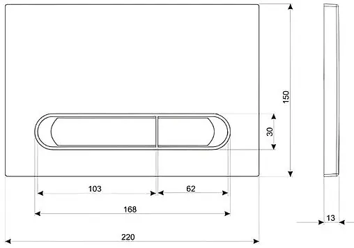 Клавиша смыва для унитаза Cersanit Estetica 64112 черный матовый