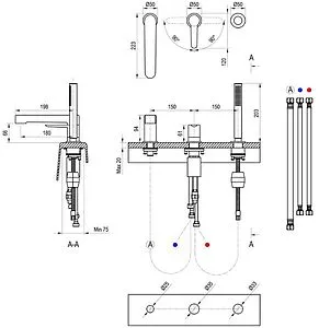 Смеситель на борт ванны на 3 отверстия Ravak Puri хром X070142, 2
