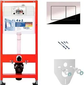 Инсталляция для подвесного унитаза Set 4 в 1 TECEbase kit 9400012 с кнопкой TECEnow хром, 1