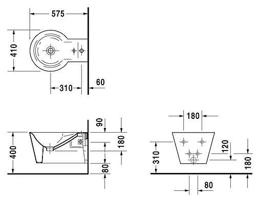 Биде подвесное Duravit Starck 1 белый 02741500001-WG Биде подвесное Duravit Starck 1 белый 02741500001-WG