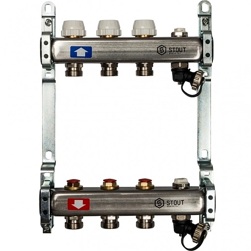 Группа коллекторная без расходомеров 3 отвода 1&quot;в/в x ¾&quot;ек Stout SMS 0932 000003