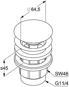 Выпуск автоматический для раковины с переливом Kludi чёрный матовый 1042639-00 Выпуск автоматический для раковины с переливом Kludi чёрный матовый 1042639-00, 2