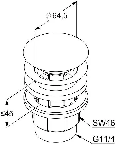 Выпуск автоматический для раковины с переливом Kludi чёрный матовый 1042639-00 Выпуск автоматический для раковины с переливом Kludi чёрный матовый 1042639-00