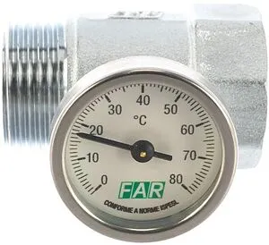 Тройник коллекторный с термометром (0-80°С) 1"н x 1"в Far FK 3432 1 Тройник коллекторный с термометром (0-80°С) 1"н x 1"в Far FK 3432 1, 4