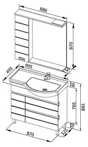 Шкаф-зеркало Aquanet Доминика 90 белый 176571 Шкаф-зеркало Aquanet Доминика 90 белый 176571, 2