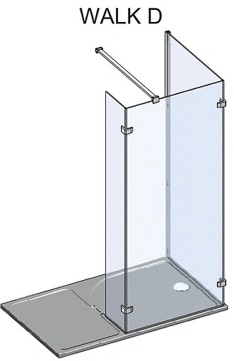 Душевое ограждение 1500x900мм прозрачное стекло Roltechnik Walk WALK D/1500 937-1500000-00-02