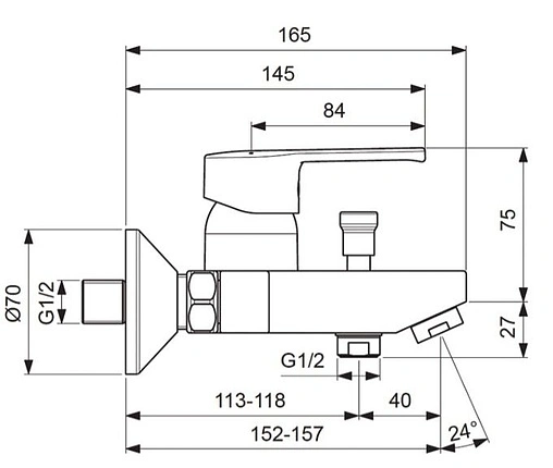 Смеситель для ванны Vidima Uno хром BA238AA