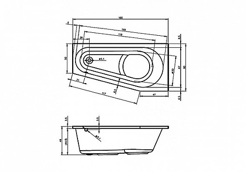 Ванна акриловая Riho DELTA 160x80 L B069001005