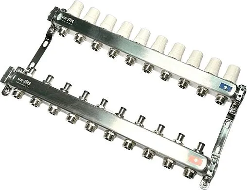 Группа коллекторная без расходомеров 10 отводов 1&quot;в/в x ¾&quot;ек Uni-fitt OPTIMAL 451B4310.RU