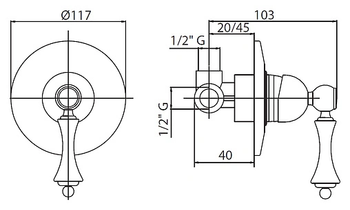 Смеситель для душа скрытого монтажа Cezares Margot хром MARGOT-DIM-01-M