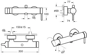 Смеситель для ванны VitrA Origin чёрный матовый A4261936 Смеситель для ванны VitrA Origin чёрный матовый A4261936, 2