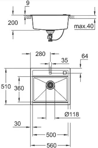 Мойка кухонная Grohe K700U-56 черный гранит 31651AP0 Мойка кухонная Grohe K700U-56 черный гранит 31651AP0