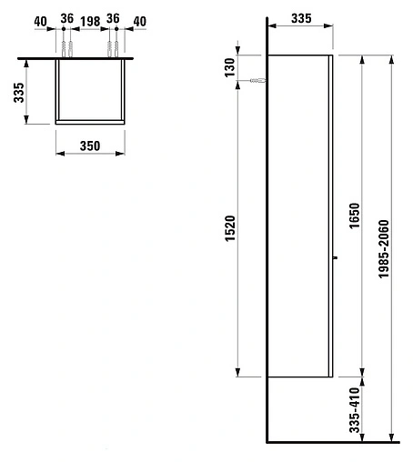 Шкаф-пенал подвесной Laufen Palace 35 L белый 4.0202.1.075.464.1