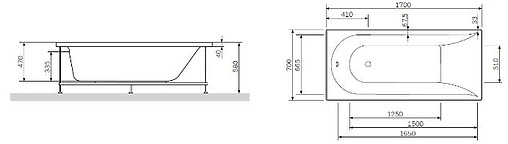 Ванна акриловая Am.Pm Spirit 170x70 W72A-170-070W-A2