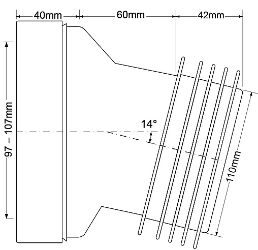 Патрубок для унитаза Mc Alpine 14° MRWC10
