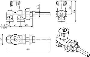 Инжекторный узел для подключения радиатора ¾"ек x ½"н / зонд Valtec VT.022.N.E04050 Инжекторный узел для подключения радиатора ¾"ек x ½"н / зонд Valtec VT.022.N.E04050, 2