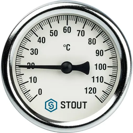 Термометр биметаллический Stout 63мм 120°С гильза 75мм ½&quot; SIM-0001-637515