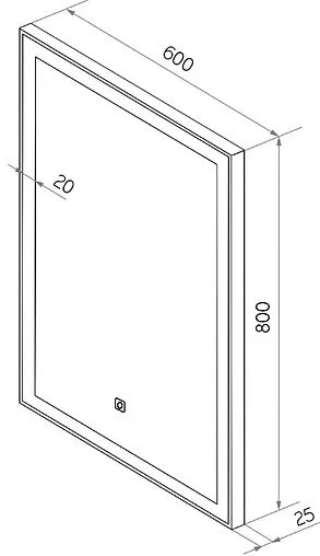 Зеркало с подсветкой Continent Frame Black Led 60x80 чёрный ЗЛП948