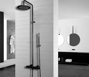 Душевая система с термостатом для душа Paffoni Birillo чёрный матовый ZCOL684LIQNO Душевая система с термостатом для душа Paffoni Birillo чёрный матовый ZCOL684LIQNO, 3