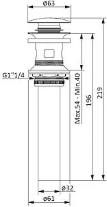 Выпуск автоматический для раковины с переливом Damixa Option чёрный матовый 210610300 Выпуск автоматический для раковины с переливом Damixa Option чёрный матовый 210610300, 2