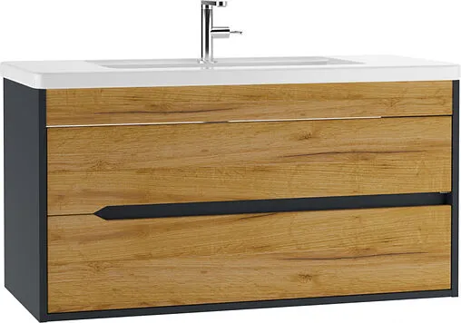 Тумба-умывальник подвесная Домино Karat 100 дуб вотан/антрацит DK3204T+4640021065204