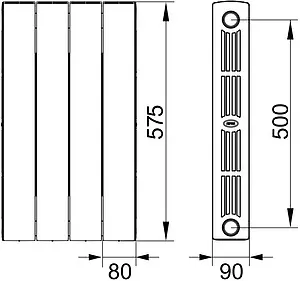 Радиатор биметаллический 4 секции нижнее правое подключение Rifar Supremo Ventil 500 черный RSVRP50004 ant, 2