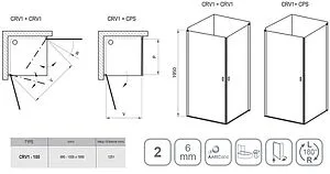 Душевая дверь 1000мм прозрачное стекло Ravak Chrome CRV1-100 1QVA0U01Z1, 2