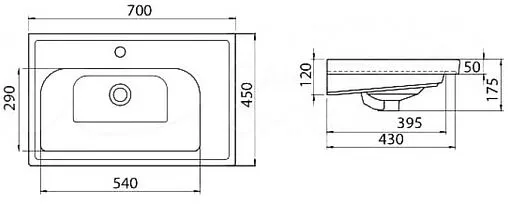 Раковина CeraStyle Frame 70 белый 031100-u