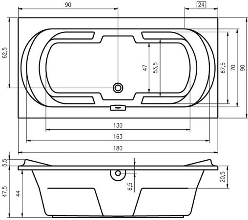 Ванна акриловая Riho Montreal 180х90 BA1300500000000