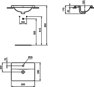 Раковина Ideal Standard Connect 50 белый E504301 Раковина Ideal Standard Connect 50 белый E504301, 2