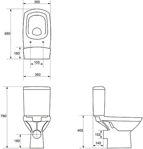 Унитаз-компакт безободковый Cersanit Carina New Clean On белый S-KO-CAR011-3/5-COn-DL-w