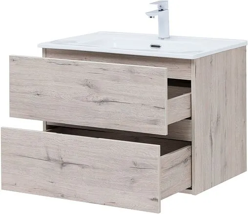 Тумба под умывальник подвесная Aquanet Алвита New 70 дуб веллингтон/белый 00303910