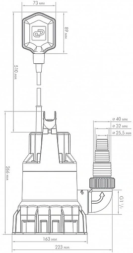 Насос фекальный Q=6.9м³/ч H=5м Джилекс Фекальник 115/5 5307 Насос фекальный Q=6.9м³/ч H=5м Джилекс Фекальник 115/5 5307