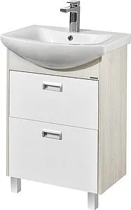 Тумба-умывальник напольная Aquaton Бекка PRO 60 белый/дуб соммерсет 1A1966K1BAC20, 1