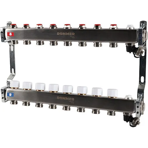 Группа коллекторная без расходомеров 8 отводов 1&quot;в/в x ¾&quot;ек Rommer RMS-3201-000008