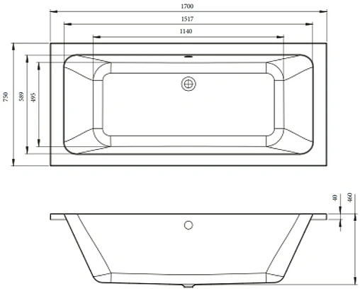 Ванна акриловая C-bath Fortuna 170x75 CBQ017001