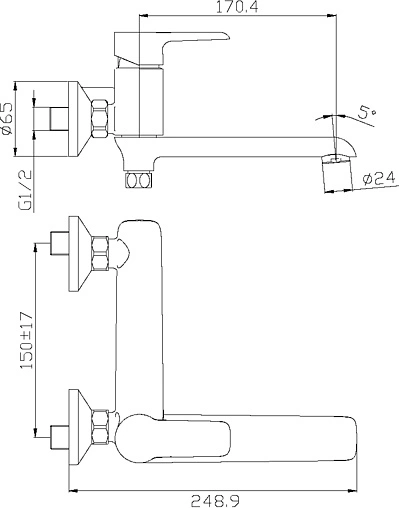 Смеситель для ванны Rossinka белый/хром W35-33