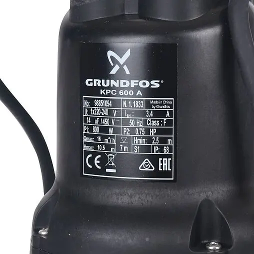 Насос дренажный Q=16м³/ч H=10.5м Grundfos KPC 600A 98851054 Насос дренажный Q=16м³/ч H=10.5м Grundfos KPC 600A 98851054