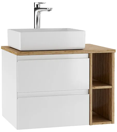 Тумба под умывальник подвесной Домино Frost 70 белый/дуб вотан DF3401T