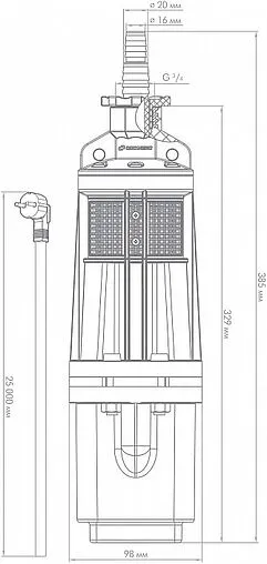 Насос вибрационный верхний забор кабель 25м Джилекс Качан 8602