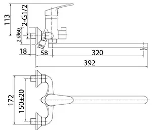 Смеситель для ванны с длинным изливом Milardo Simp хром SIMSB02M10 Смеситель для ванны с длинным изливом Milardo Simp хром SIMSB02M10, 2
