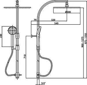 Душевая система без смесителя Cezares Heaven хром HEAVEN-CDD-01-Cr Душевая система без смесителя Cezares Heaven хром HEAVEN-CDD-01-Cr, 3