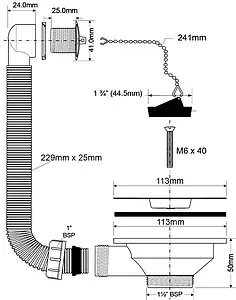 Выпуск для мойки с круглым переливом Mc Alpine полированная сталь OF2-113 Выпуск для мойки с круглым переливом Mc Alpine полированная сталь OF2-113, 2