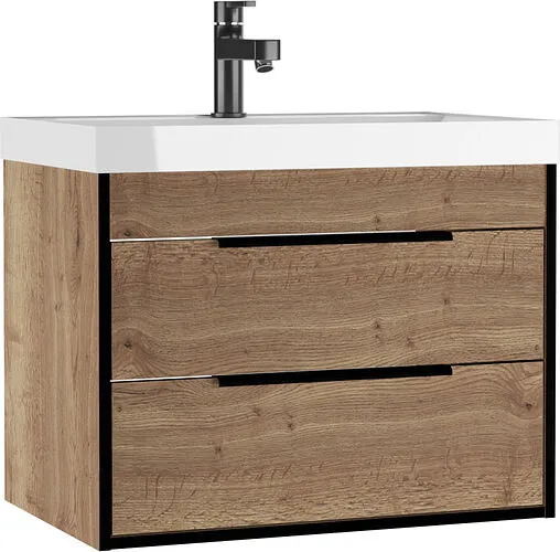 Тумба-умывальник подвесная Домино Alfa 70 дуб галифакс табак DA6104T+4670142930037