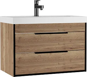 Тумба-умывальник подвесной Домино Alfa 80 дуб галифакс табак DA6105T+4670142930020, 1