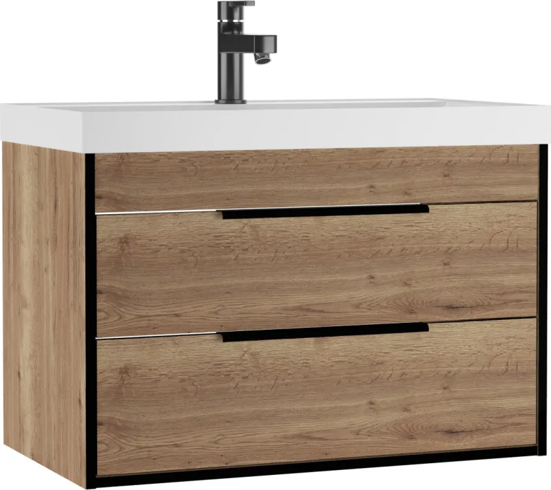 Тумба-умывальник подвесная Домино Alfa 80 дуб галифакс табак DA6105T+4670142930020, 1